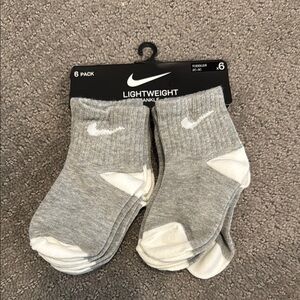 Nike Gray and White Ankle Socks - 6 Pack